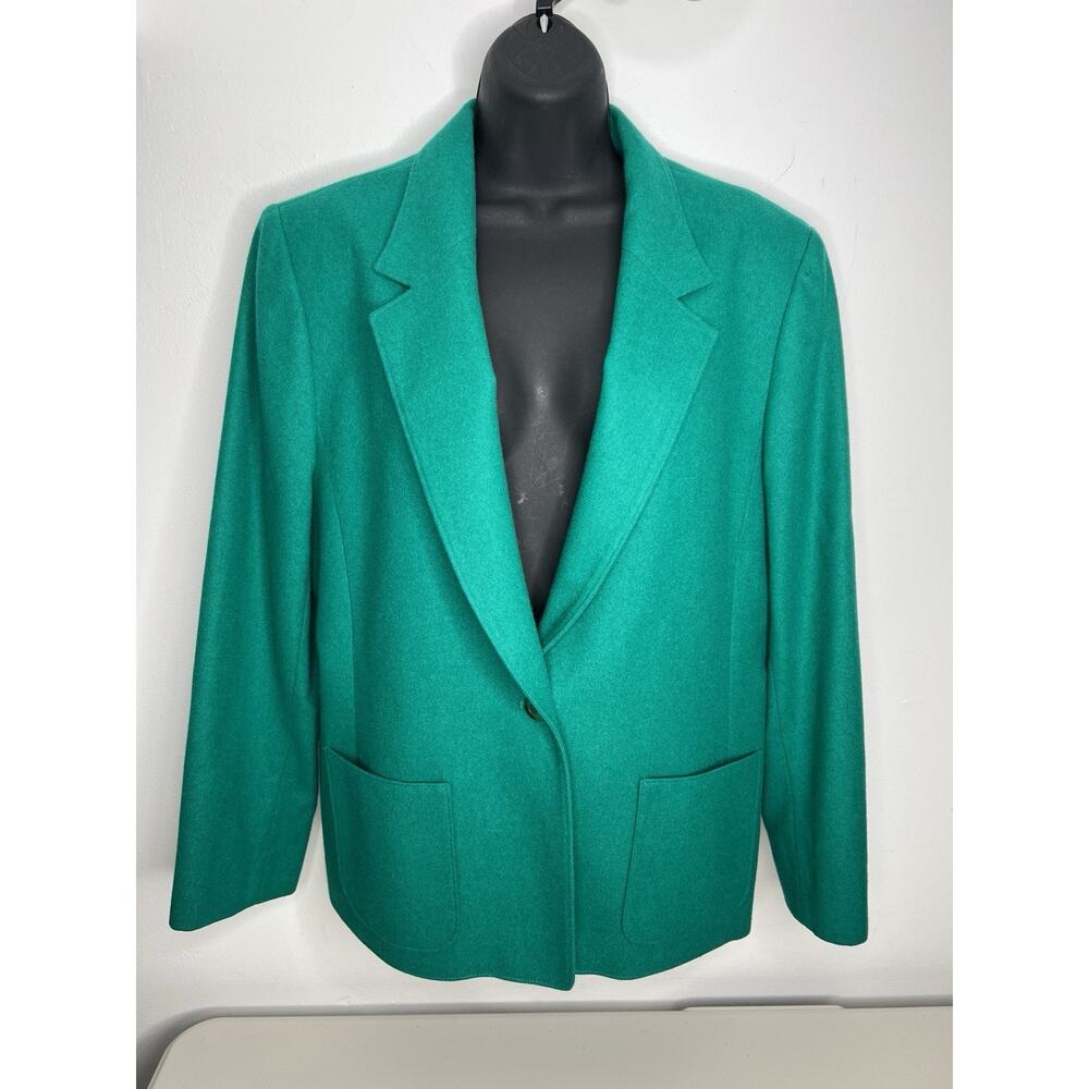 Vintage Pendleton Blazer Women Green Wool Jacket Suit Size 16 Petite